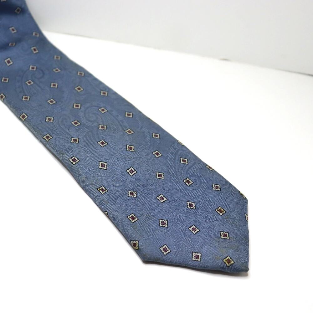 xAndrini Vintage‎ Silk Necktie Blue Paisley Geometric Classic Width 3”